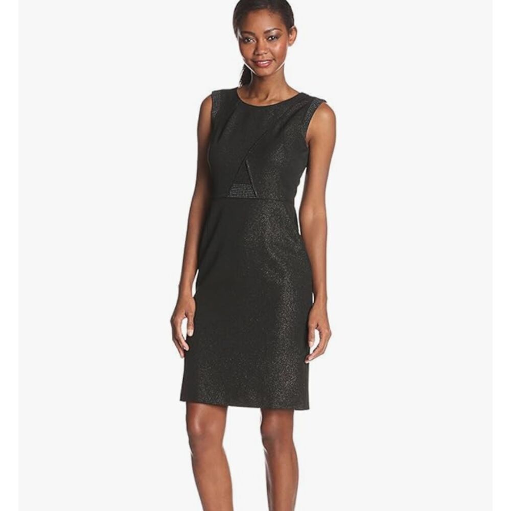 NWT Nine West Black/Gold Sheath Shimmery Dress Size 10